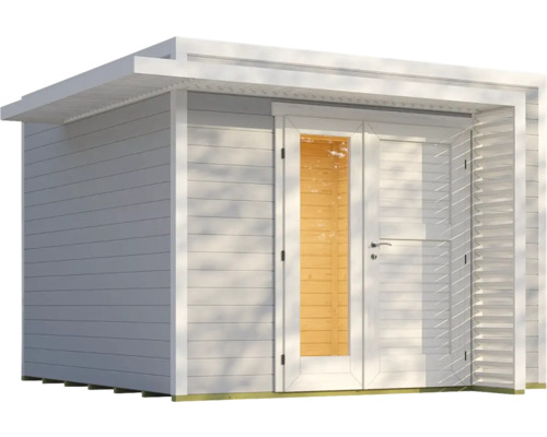 Abri de jardin moderne avec double porte et fenêtre