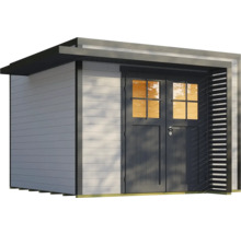 Abri de jardin avec double porte et paroi à lamelles