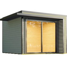 Abri de jardin moderne avec porte coulissante