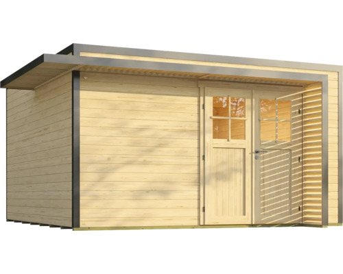 Holzgartenhaus mit Tür und Fenster