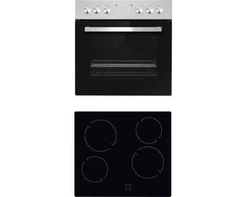 PKM Herdset EHS3IX Nutzvolumen 65 l Maße BxHxT 59,50 cm x 60 cm x 55 cm Elektroherd mit vier Kochfeldern und Backofen