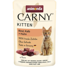 Animonda Carny Kitten Katzennahrung mit Rind, Kalb und Huhn im Frischebeutel.