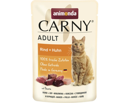 Pâtée pour chat animonda Carny Adult bœuf & poulet 85 g Animonda Carny Adult nourriture pour chat boeuf et poulet en sachet