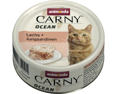 Pâtée pour chat animonda Carny Ocean saumon + sardines 80 g Animonda Carny Ocean nourriture pour chats au saumon et aux jeunes sardines, boîte