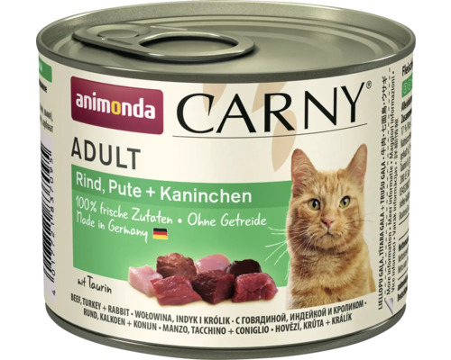 Pâtée pour chat animonda Carny Adult bœuf, dinde + lapin 200 g Animonda Carny Adult nourriture pour chats boeuf, dinde et lapin en conserve