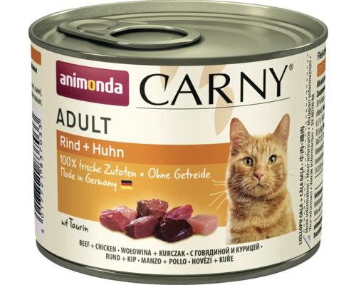 Pâtée pour chat animonda Carny Adult bœuf + poulet 200 g Animonda Carny Adult nourriture pour chat boeuf et poulet en conserve