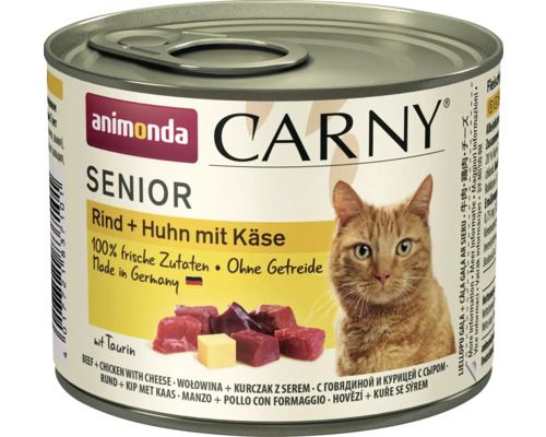 Pâtée pour chat animonda Carny Senior bœuf, poulet au fromage 200 g Animonda Carny Senior nourriture pour chats boeuf et poulet avec fromage en conserve
