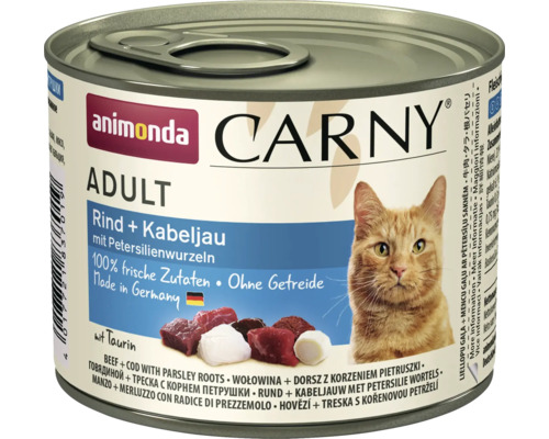 Pâtée pour chat animonda Carny Adult bœuf & cabillaud + racines de persil 200 g Animonda Carny Adult nourriture pour chat avec boeuf et cabillaud