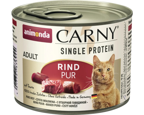 Pâtée pour chats animonda CARNY Single bœuf pur 200 g Animonda Carny Adult Single Protein Bœuf Pur nourriture pour chats en conserve