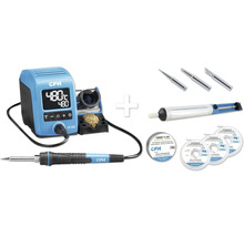 Station de soudage avec fer à souder, soudure, pompe à dessouder et pointes de fer à souder