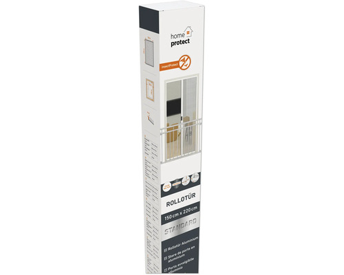 Emballage d'une porte moustiquaire enroulable en aluminium de dimensions 150 cm x 220 cm