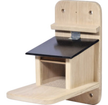 Vogelhaus aus Holz mit schwarzem Dach