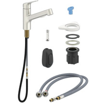 Robinet de cuisine avec accessoires de montage et flexibles de raccordement