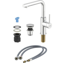 Avital Einhebelmischer mit Zubehör und Flexschläuchen