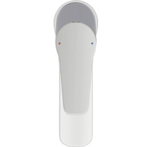 Waschtischarmatur mit Kennzeichnung für Kalt- und Warmwasser