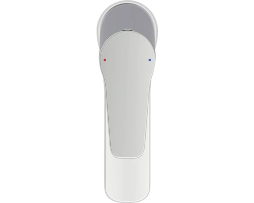 Waschtischarmatur mit Kennzeichnung für Kalt- und Warmwasser