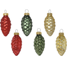 Mehrere Zapfenförmige Weihnachtsbaumschmuckstücke