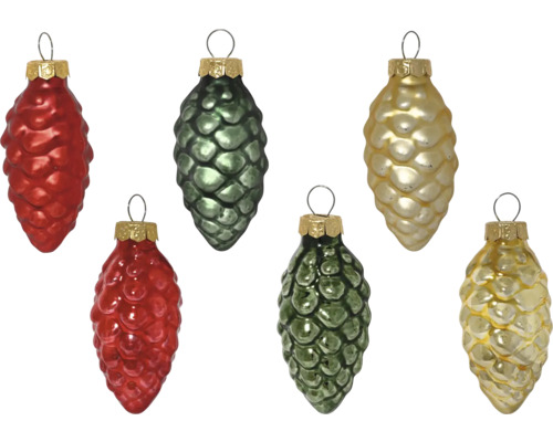 Mehrere Zapfenförmige Weihnachtsbaumschmuckstücke