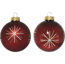 Deux boules de Noël avec motif étoilé et suspension