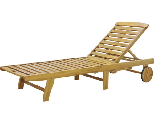 Holzliege mit verstellbarer Rückenlehne und Rädern