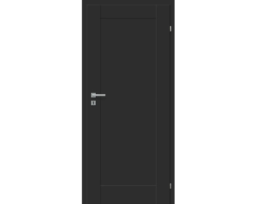 Porte d’intérieur Pertura VINDA uni noir 73,5x198,5 droite avec perçage pour trou de serrure Porte intérieure avec garniture de poignée et serrure