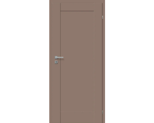 Porte d’intérieur Pertura VINDA uni mokka 98,5x198,5 droite avec perçage pour trou de serrure Porte intérieure marron avec poignée de porte argentée