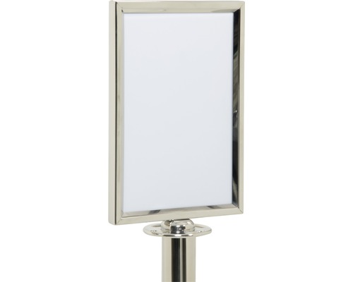 Élément de borne panneau d'information Classic acier inoxydable DIN A4 chrome Présentoir avec cadre argenté pour informations