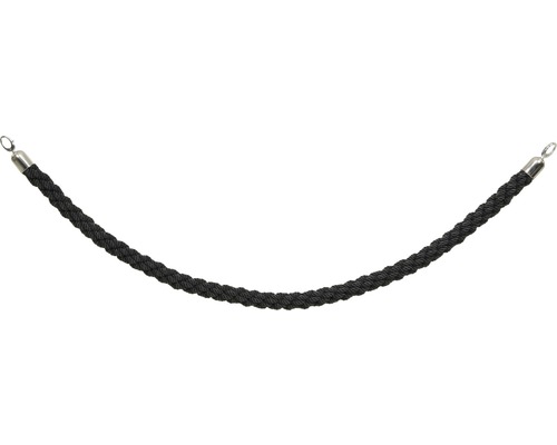 Cordon de balisage torsadée noir extrémité chromée 150 cm