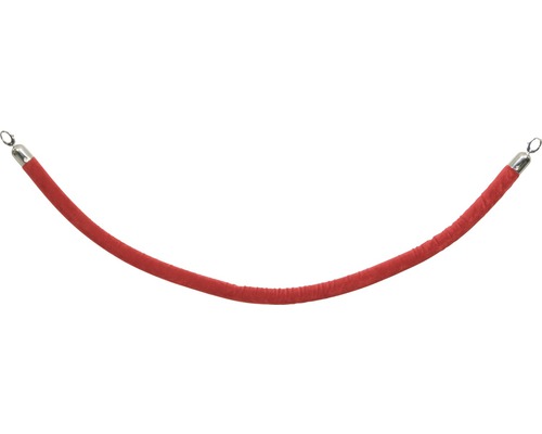 Corde de balisage lisse rouge extrémité chromée 150 cm