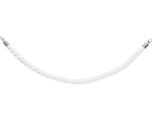 Corde de balisage torsadée blanc extrémité chromée 150 cm