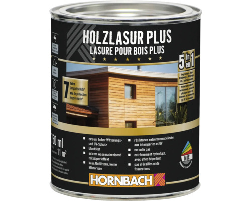 Pot de lasure pour bois Plus, contenu de 750 ml pour l'extérieur