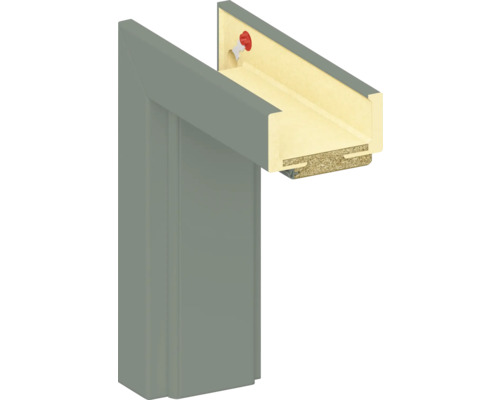 Pertura Komplettzarge Dekor Uni grün 86,0x198,5x12 cm links Schnittansicht eines Türrahmens mit Dichtungsprofil