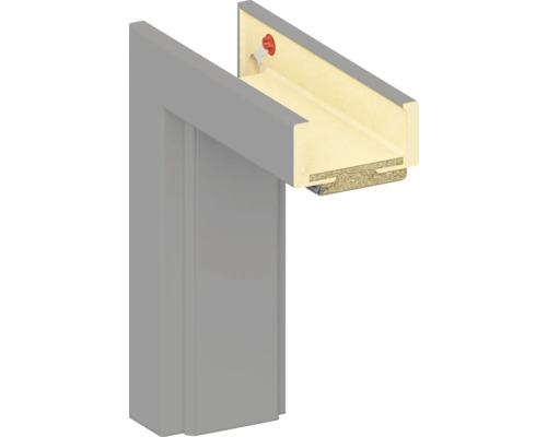 Pertura Komplettzarge Dekor Uni grau 73,5x198,5x7,5 cm rechts Querschnitt einer Innentürfutterkonstruktion