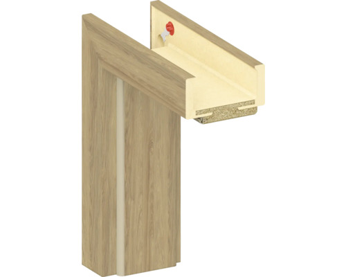 Vue en coupe d'un cadre de porte avec grain de bois