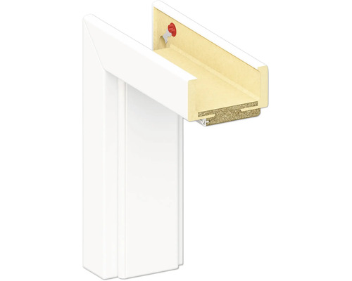 Detailansicht eines Türrahmens mit sichtbarem Querschnitt.