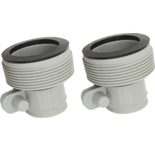 Deux coudes d'évacuation gris avec joint pour installations sanitaires