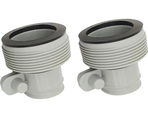 Deux coudes d'évacuation gris avec joint pour installations sanitaires