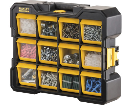 Boîte de rangement Stanley Fatmax avec diverses petites pièces