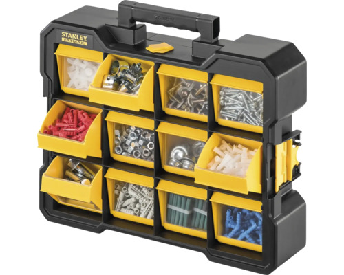 Boîte de rangement Stanley Fatmax avec diverses vis et chevilles