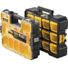 Deux boîtes de rangement Stanley Fatmax noires et jaunes
