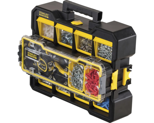 Boîte à outils Stanley Fatmax avec diverses vis et chevilles