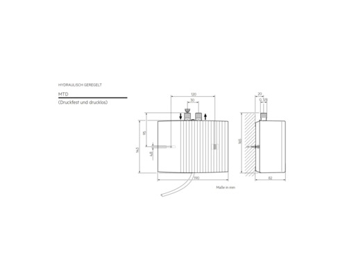 Réservoir sous pression MTD à commande hydraulique avec dimensions