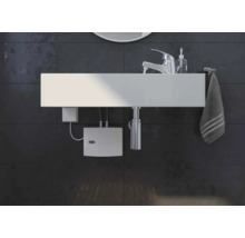 Lavabo avec robinet, distributeur de savon, serviette et chauffe-eau instantané électronique