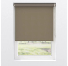 Blick auf ein Fenster mit einem grauen Rollo