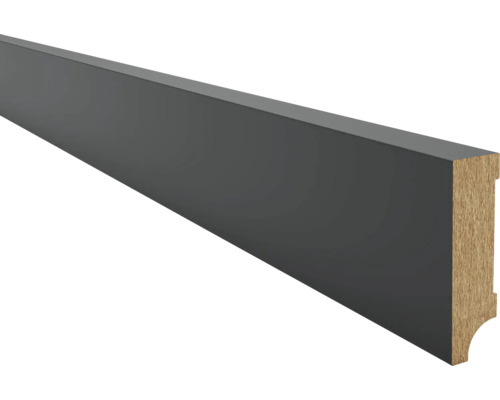 Sonava Profile Fußleiste schwarz foliert 2400 x 80 x 22 mm Sockelleiste aus Holz mit farbiger Oberfläche