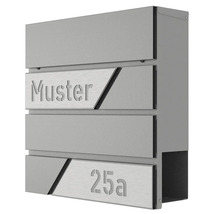 Briefkasten mit Beschriftungsfeld für Namen und Hausnummer