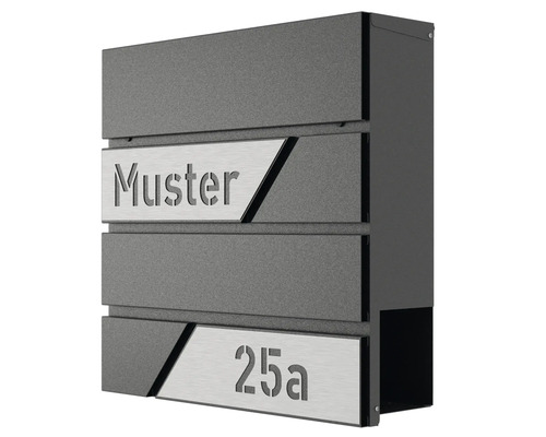 Boîte aux lettres avec numéro de maison et plaque nominative