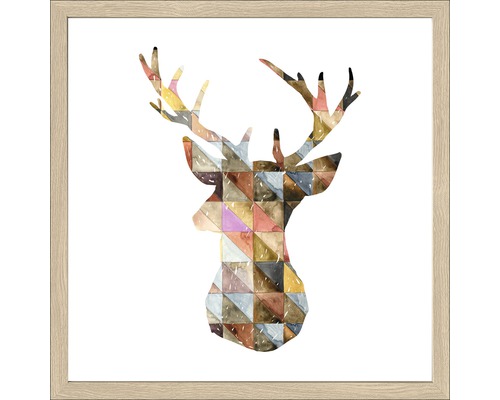 Image encadrée Polygon Deer 33x33cm