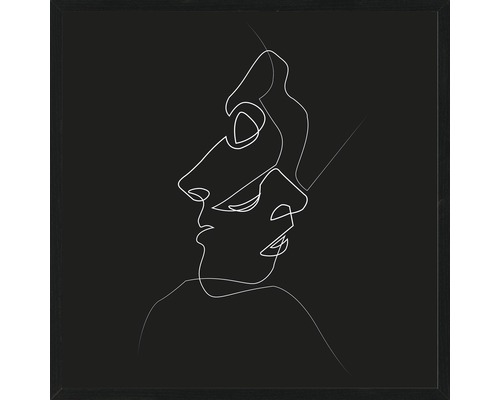 Gerahmtes Wandbild mit minimalistischer Strichzeichnung von zwei Gesichtern