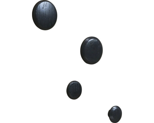 Boutons de fonction Sonava bois noir pack = 4 pièces = 2 x Ø 40 mm, 2 x Ø 60 mm y compris fixation Quatre boutons de meubles en bois